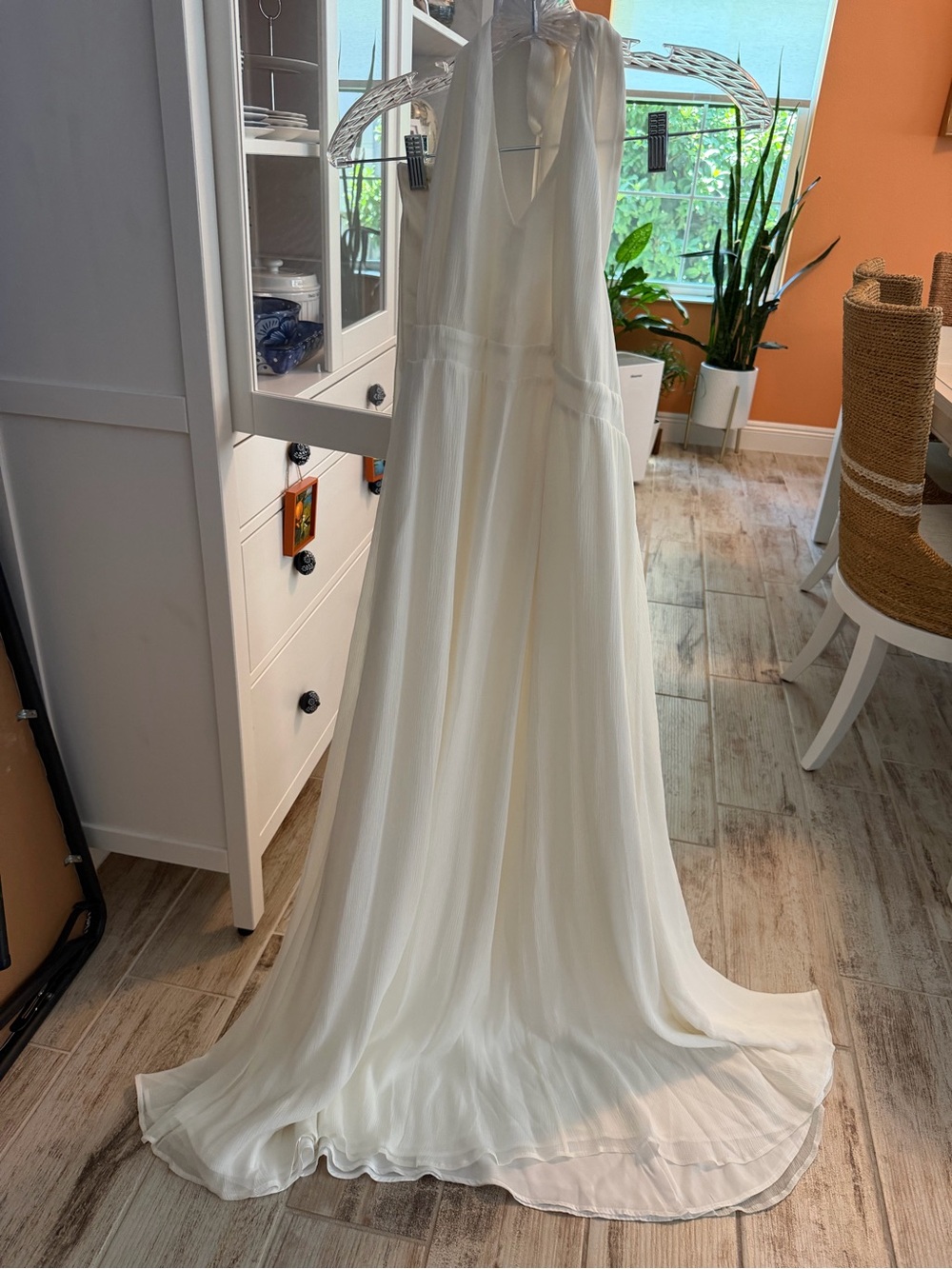Tommy Bahama Ivory White Flowing V-Neck Maxi Wedding Dress NWT 14